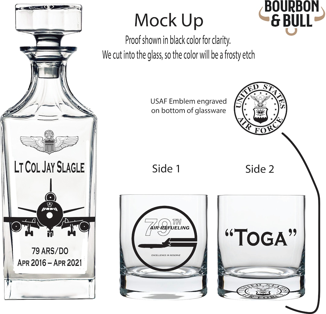 Custom Engraved Military Decanter Set, Custom Whiskey Decanter Set ...