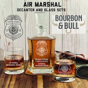 Federal Air Marshal Whiskey Decanter Set - Personalized Gifts for Retirement and Promotions