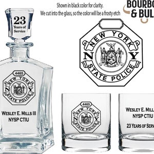 Personalized New York State Police Badge Whiskey Decanter - Police Officer, Law Enforcement Retirement Gift, Promotion Gift, Gift for Him image 5