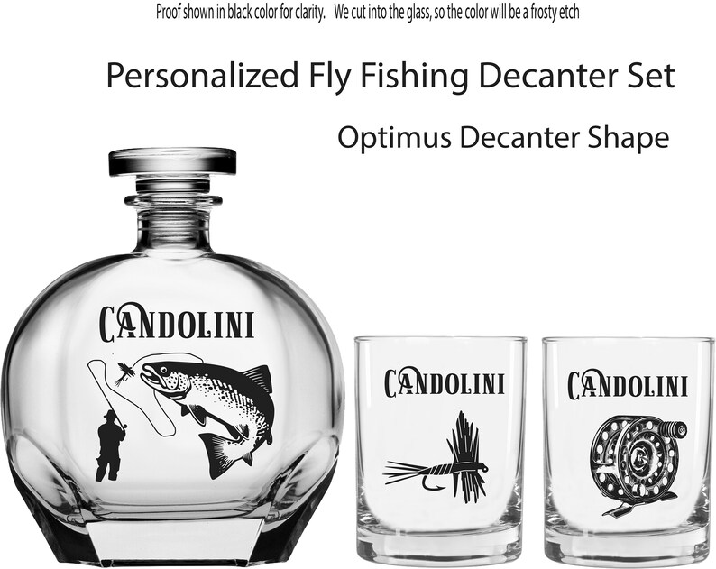 Personalized Fly Fishing Whiskey Glasses & Decanter Set Gifts Etsy