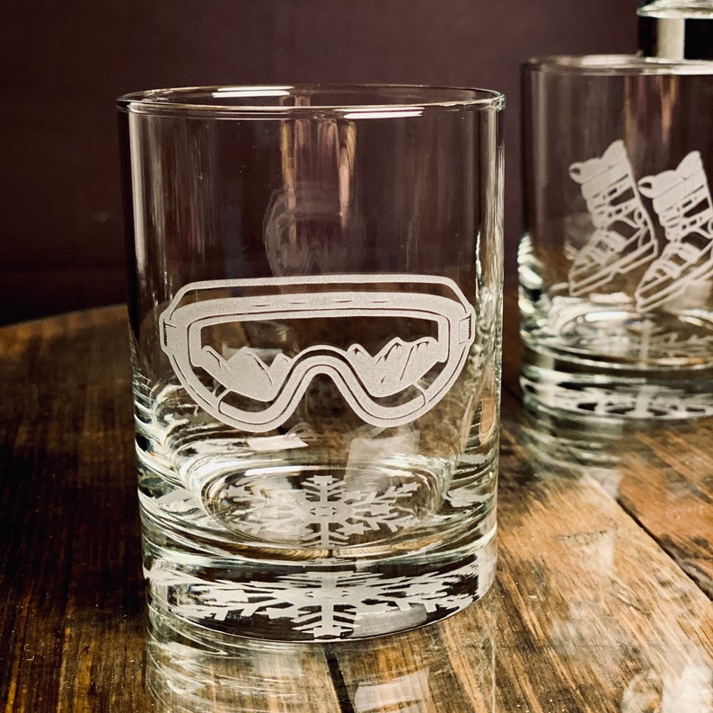Ski Themed Whiskey Glasses Set of 4 Perfect Gift for Your Etsy