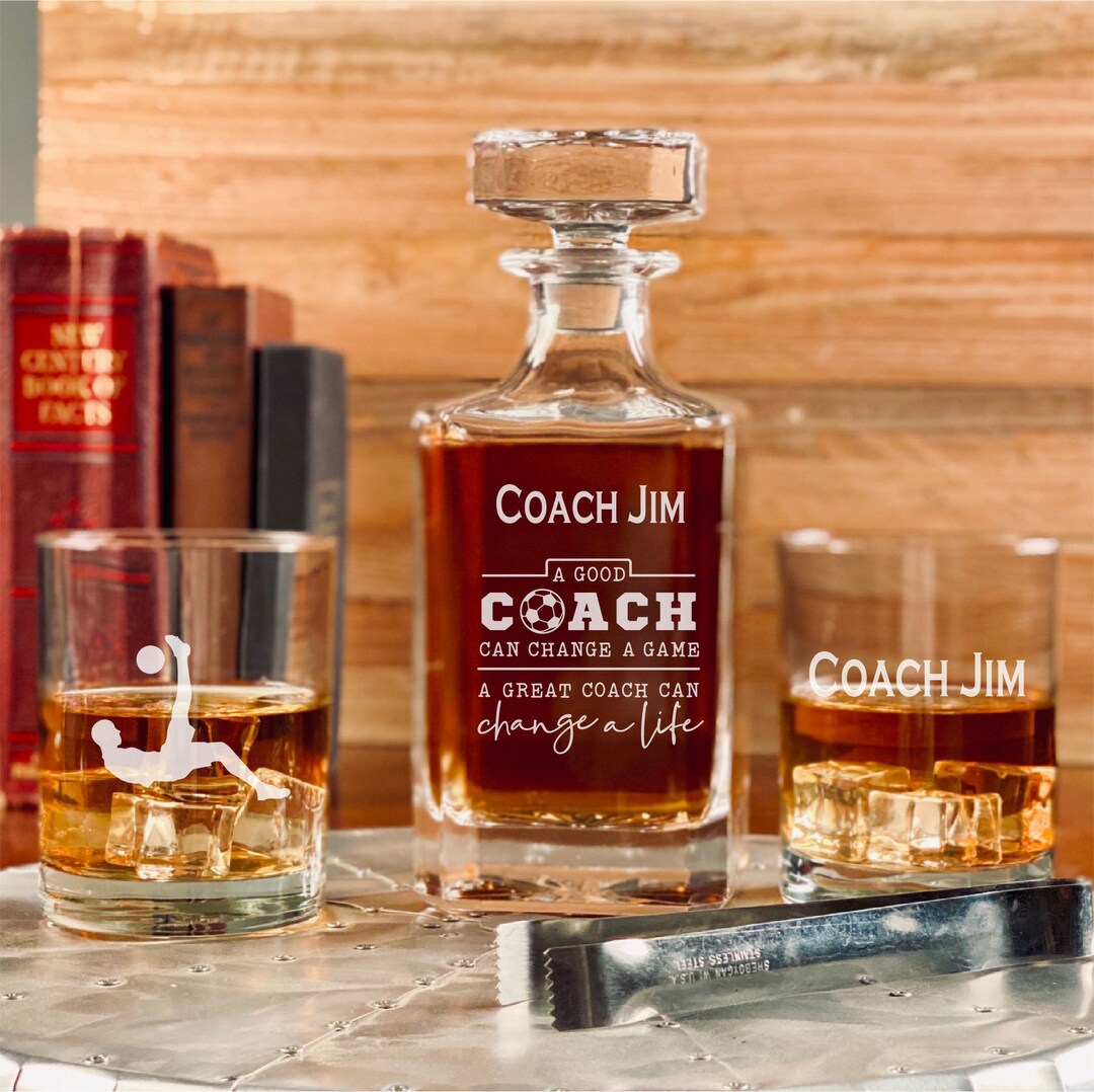 Personalized Gift for Soccer Coach Whiskey Decanter Gift Soccer Gift