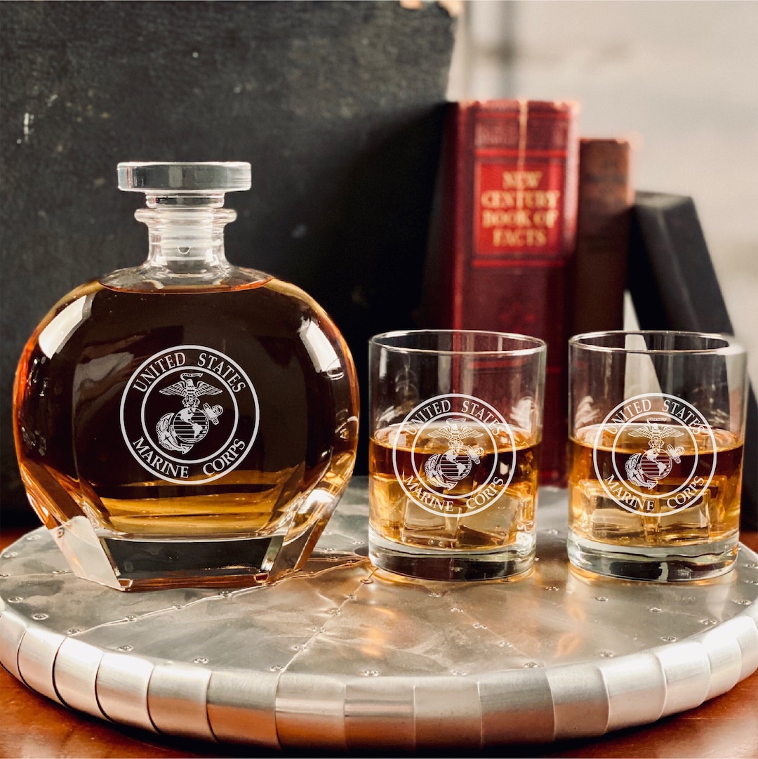 Marine Corps Whiskey Decanter Set, UAMC, Personlalized Gift for Marine ...