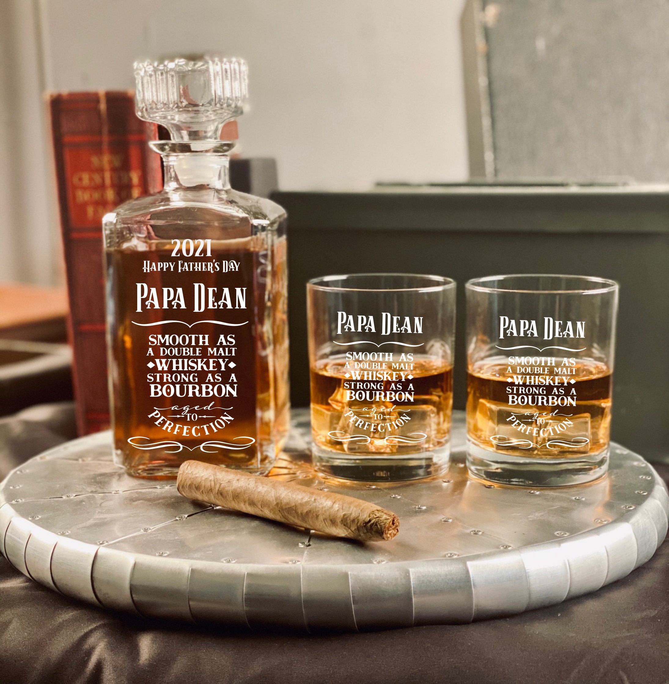 Personalized Gifts for Dad, Smooth Dad Whiskey Decanter & Glasses, Fa…