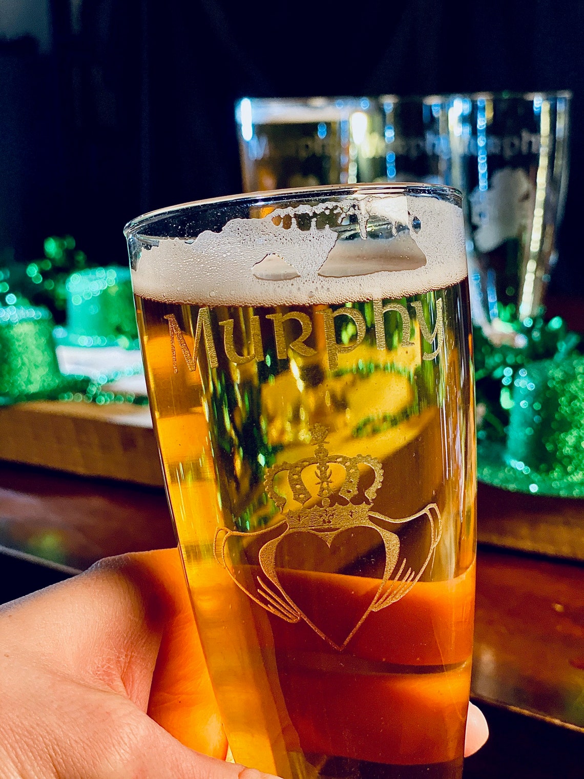 Set of 4 Personalized Irish Beer Glasses St Paddys Day Gift Etsy