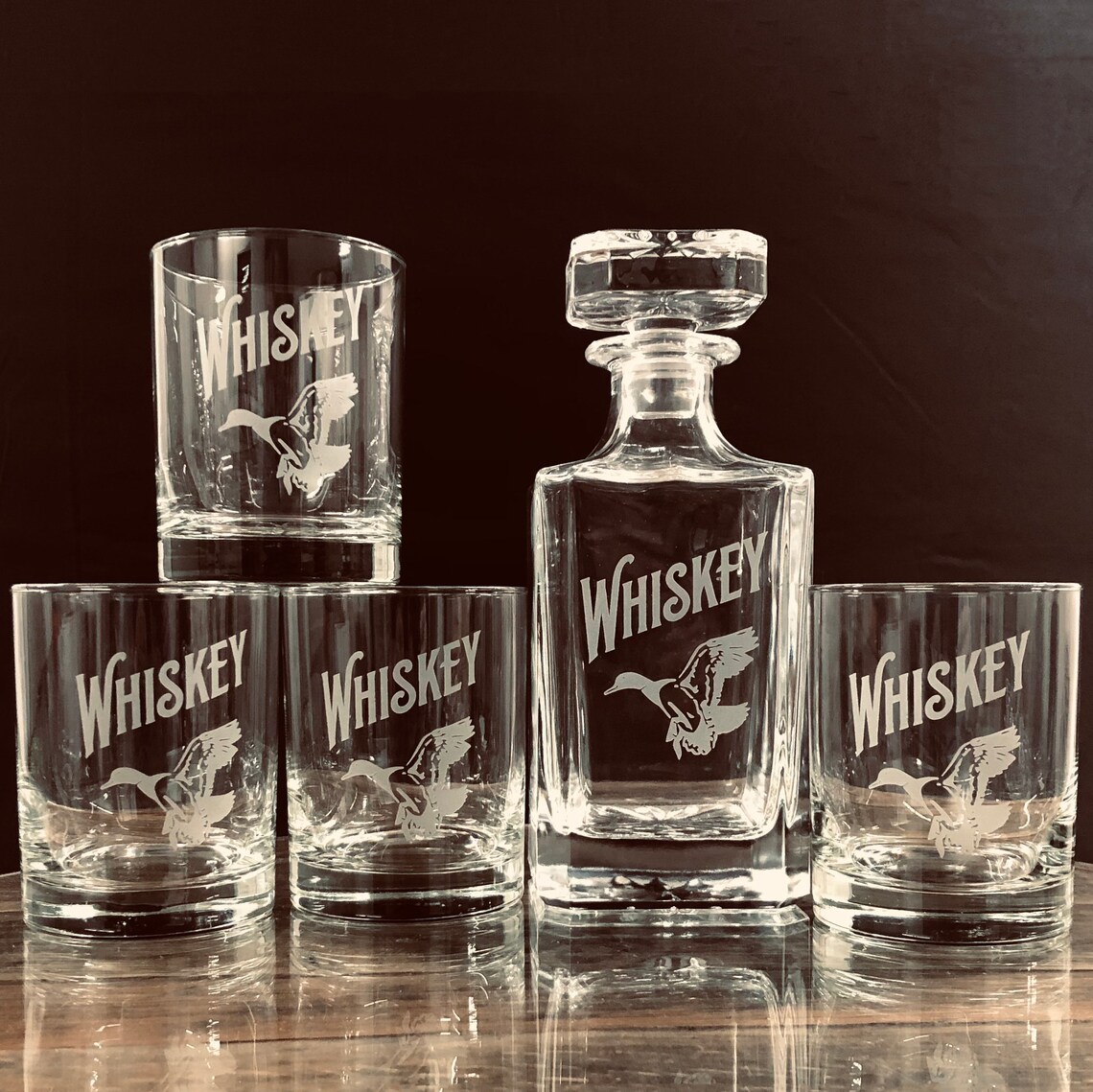 Hunter Themed Whiskey Decanter Set Decanter Duck Hunter Gift Etsy