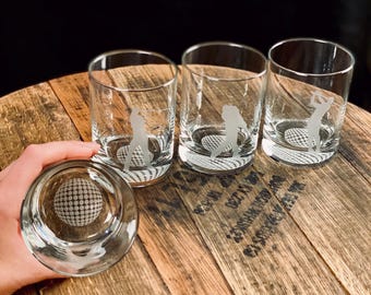 Golf Whiskey Glasses, Bourbon Gift for Golfer, Gift for Dad, Golf Gift, Dads Gift, Fathers Day Gift, Golf Themed Drinkware, Birthday Gift