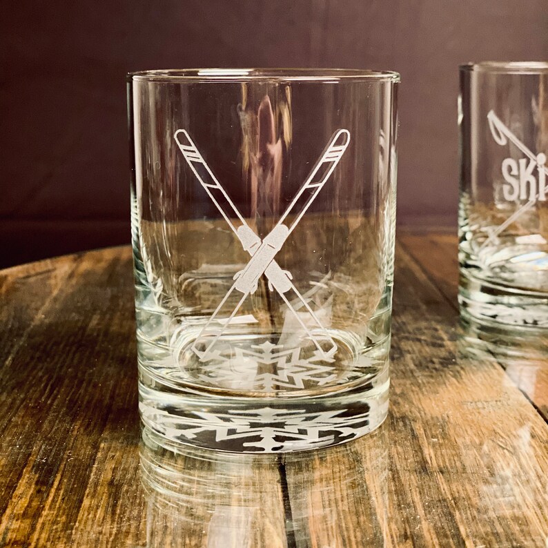 Ski Themed Whiskey Glasses set of 4 Perfect Gift for your Etsy