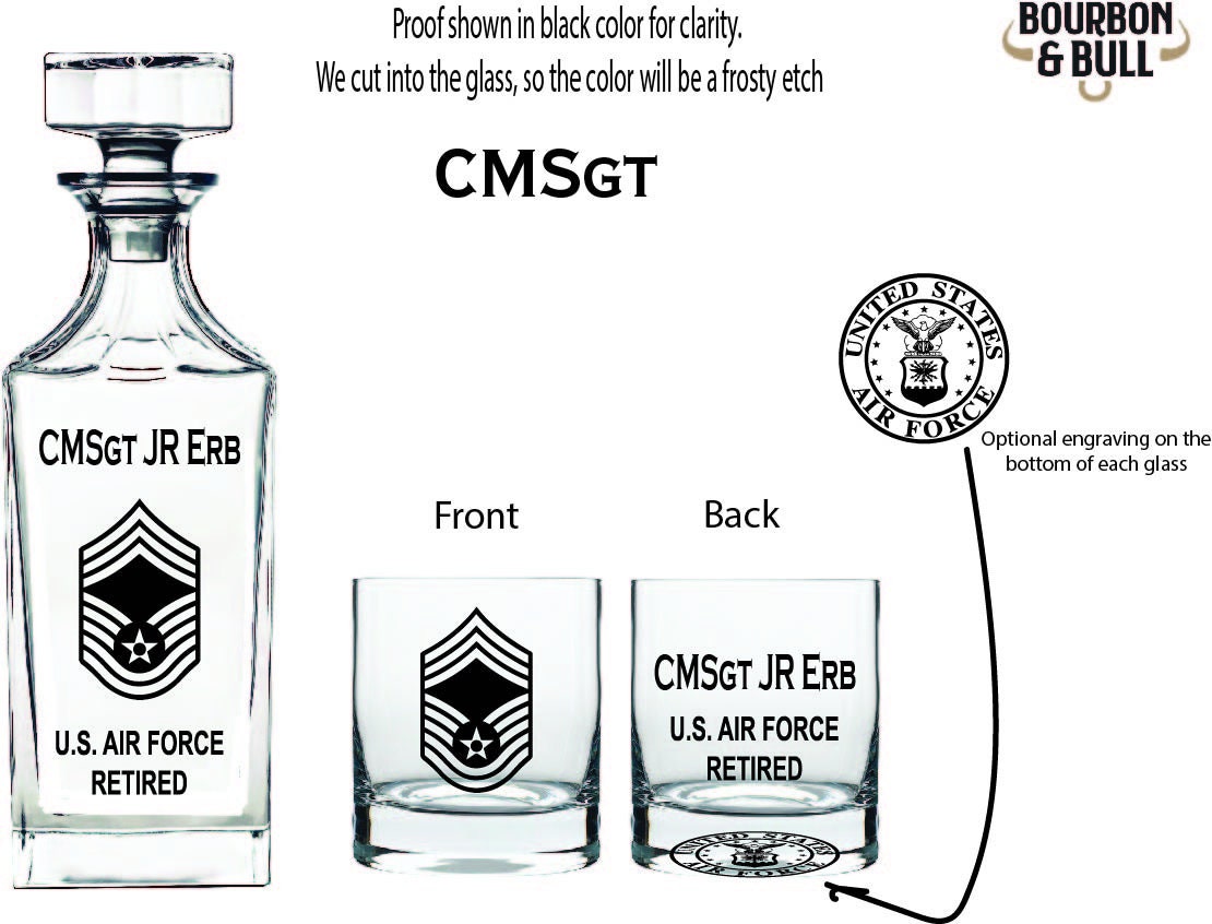 Personalized US Air Force Technical Sergeant Whiskey Decanter Set, USAF ...