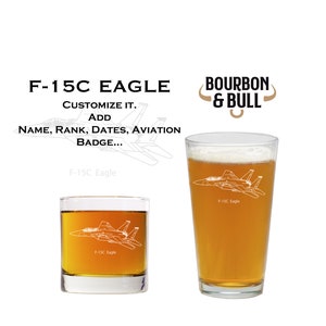 F15C Eagle - Whiskey Glass Gift Set,  Pilot Gift, Flight Crew, Aviation Lover, Graduation Gift, Retiremen Gift, Beer Glass, Planes