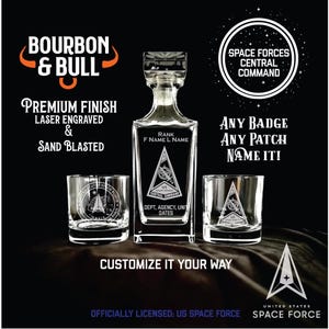 US Space Forces Central Command Custom Whiskey Decanter Set