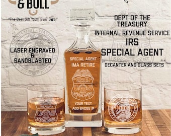 Personalized IRS Retirement Decanter Set – Custom Government Gift