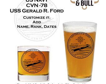 Juego de vasos de whisky USS Gerald R. Ford: regalo promocional de la Marina