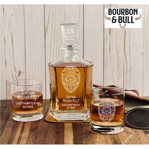 Easthampton PD Police Officer Whiskey Decanter Gift Set, Police Officer Gift, LEO Gift, Law Enforcement Retirement Gift, Promotion