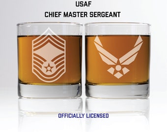 USAF Chief Master Sergeant Whiskey Glass, Air Force Retirement Gift