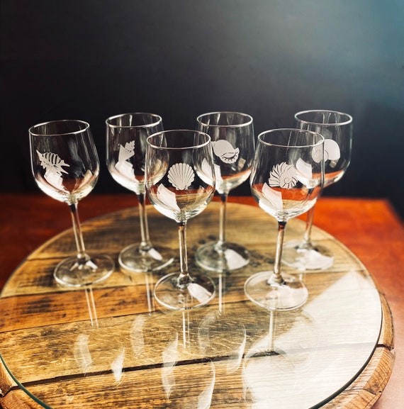 Set Of 6 Sea Shell Wine Glasses Beach House Gift Or Etsy 日本