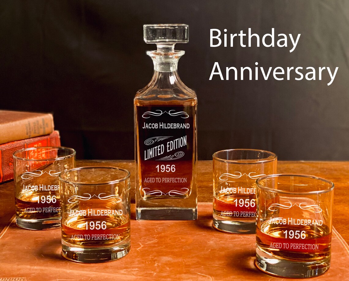 Personalized Birthday or Anniversary Whiskey Decanter Set Etsy