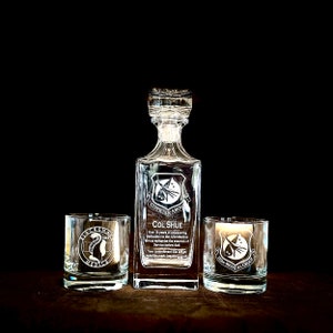 Navy HSM-71 Raptors Whiskey Decanter Set, USN Squadron Gift, Military Gift, Navy Pilot Gift, Gift, Air Crew Gift, HELMARSTRIKERON