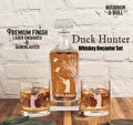 Personalized Duck Hunter Whiskey Glasses & Decanter, Hunter Gift, Engraved Decanter, Scotch Decanter, Custom Decanter Set
