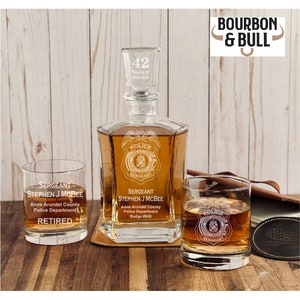 Personalized Anne Arundel Police Dept Whiskey Decanter Set – Custom Officer Gift, Ranger Gift, Law Enforcement Retirement, Promotion Gift