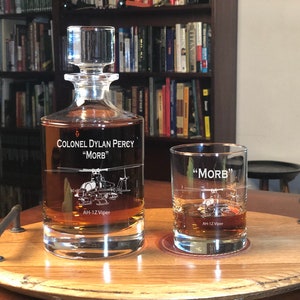 Personalized AH-1Z Cobra Helicopter Whiskey Decanter Set, USMC Aviation Gift, Pilot Retirement, Marine Helicopter, Marine Air Wing