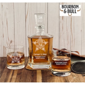 Personalized Edgecombe County Sheriff Whiskey Decanter Set - Retirement and Promotion Gift