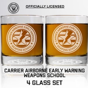 Personalized CAEW Weapons School Whiskey Glass Set - Graduation Gift,  Navy Promotion and Retirement Gift Set