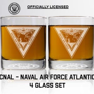 Personalized CNAL - Naval Air Force Atlantic Whiskey Glass Set -  Navy Promotion and Retirement Gift Set