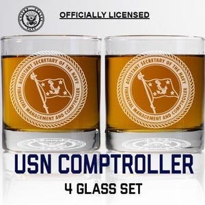 Personalized Naval Aerospace Experimental Psychology Whiskey Glass Set - USN Gift Set,  Navy Promotion and Retirement Gift Set