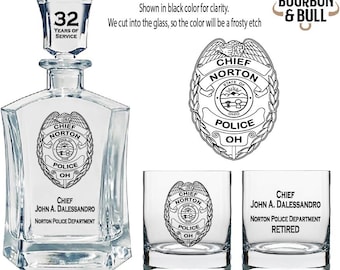 Personalized Norton Police Badge Whiskey Decanter – Law Enforcement Gift