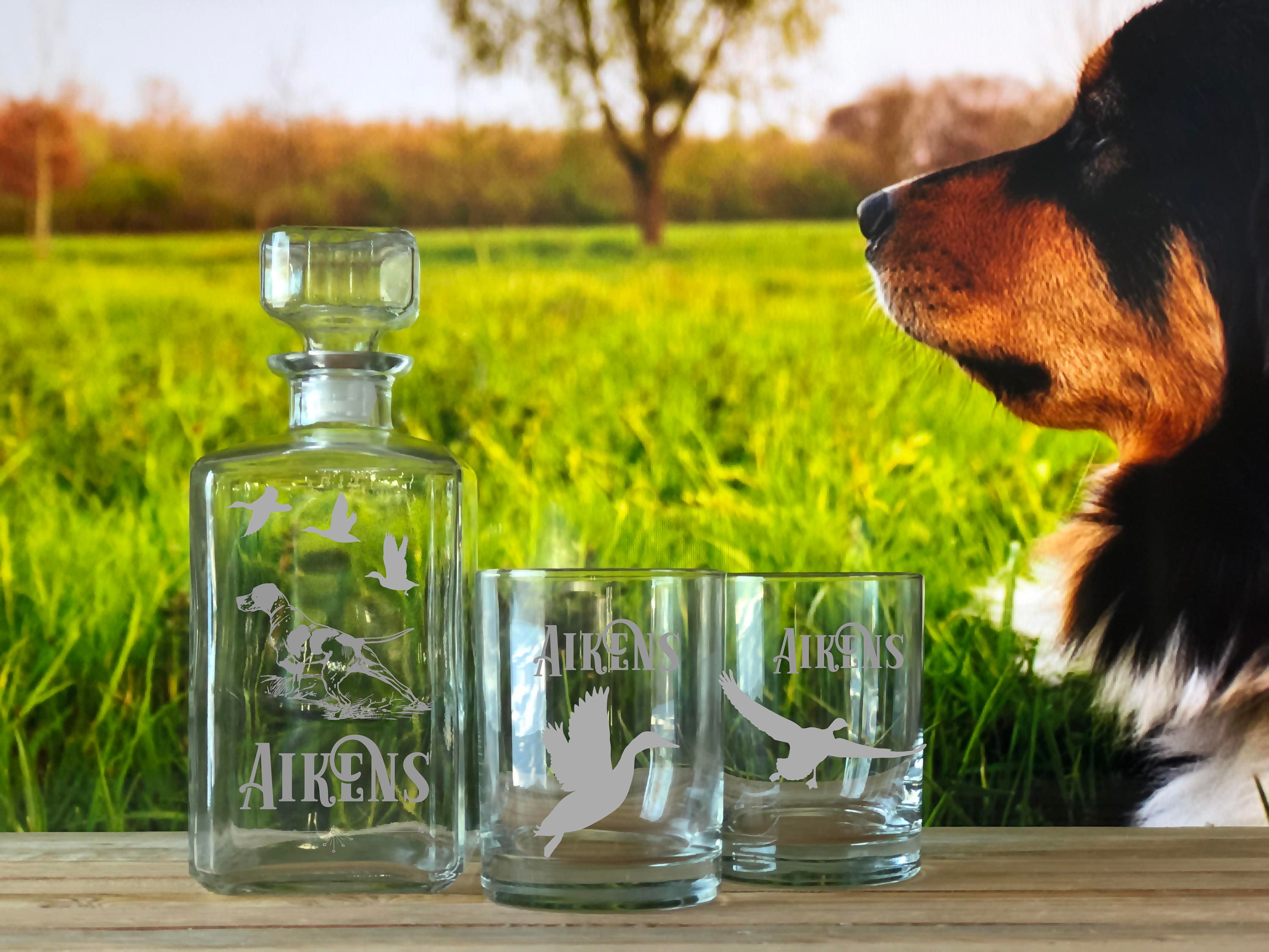 Personalized Hunter Whiskey Glasses & Decanter Set, Gifts for Men, Wh…
