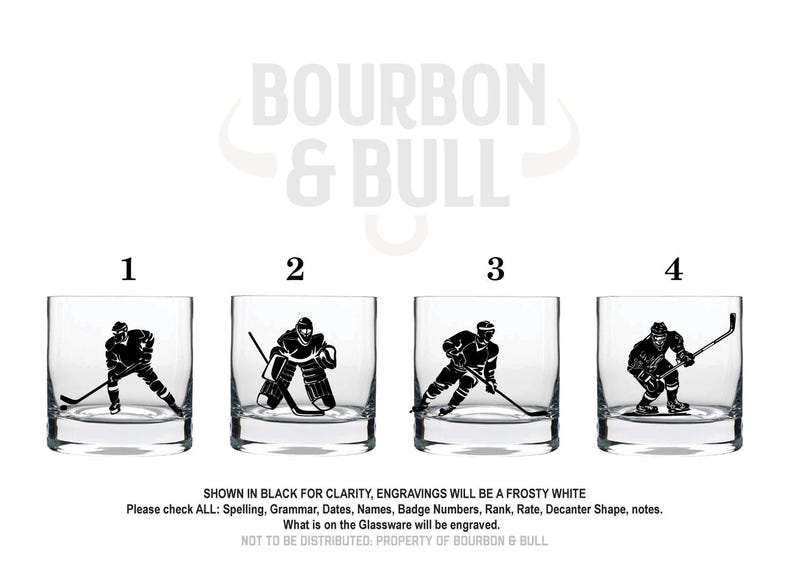 Vasos de whisky de hockey grabados - Juego de regalo personalizado de 4 imagen 3
