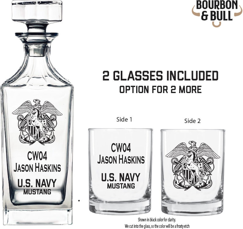 US Navy Mustang Whiskey Decanter Set Navy Gift Navy Mustang Etsy