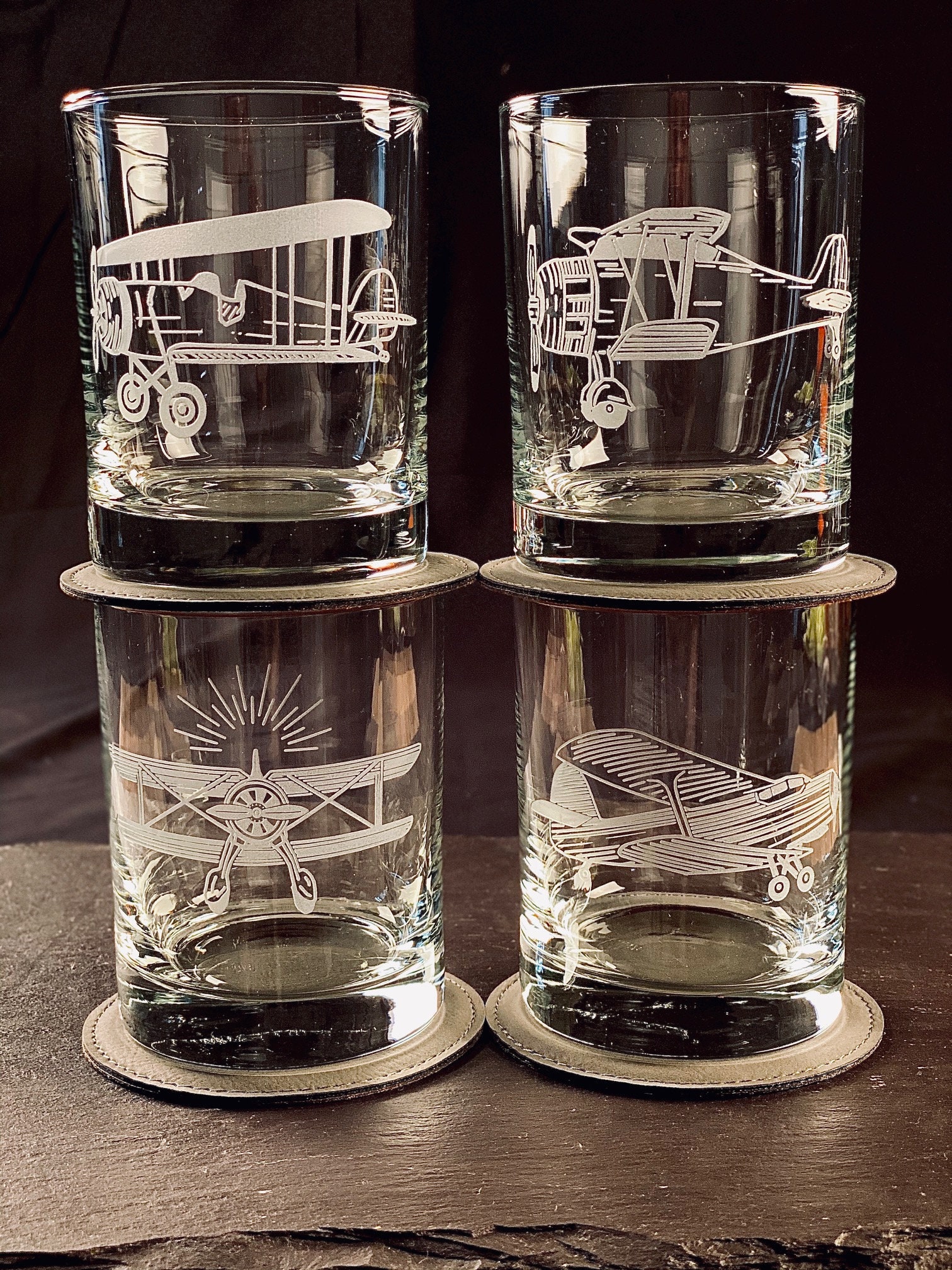 Whimsical Aviation Whiskey Glasses Airplane Glass Gift for Etsy