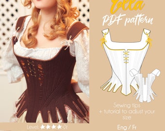 DIGITAL sewing pattern 18th pair of stays - size S/M/L