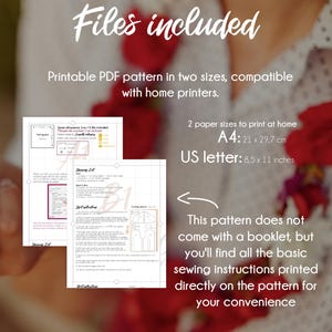 Pu&ograve; includere: Modello di cucito PDF stampabile per un capo di abbigliamento, disponibile in due misure: A4 (21 x 29,7 cm) e US Letter (8,5 x 11 pollici). Il modello include istruzioni di cucito di base stampate direttamente sul modello.