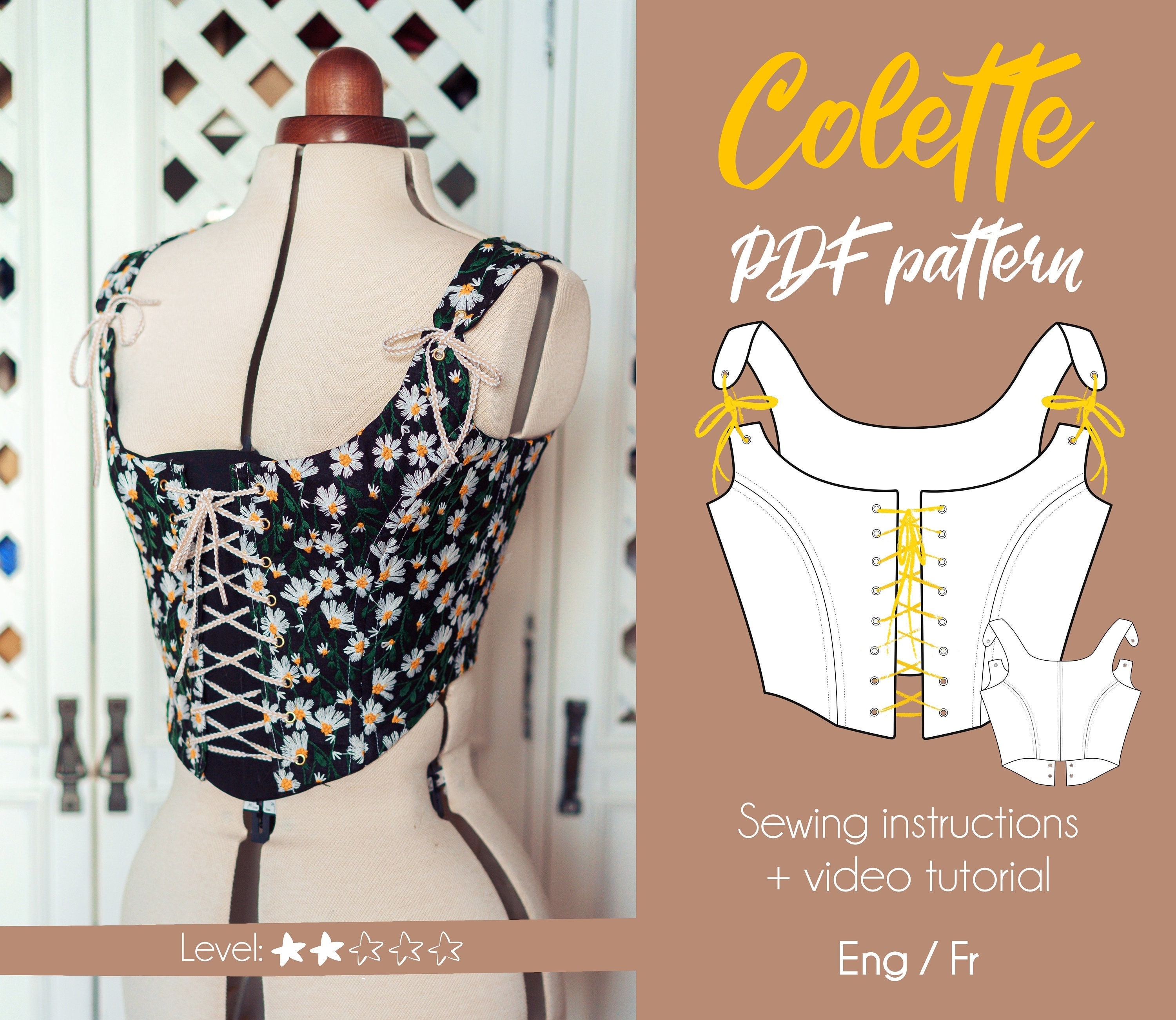 DIGITAL Sewing Stays Pattern Cottagecore, Renaissance Boned Corset