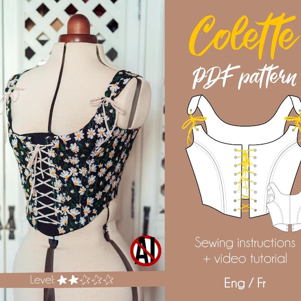 DIGITAL sewing stays pattern - Cottagecore, renaissance boned corset- size XXS to XXXXL