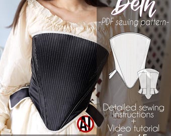 Beth / Tudor inspired corset / Digitale sewing pattern / Size 32 to 54