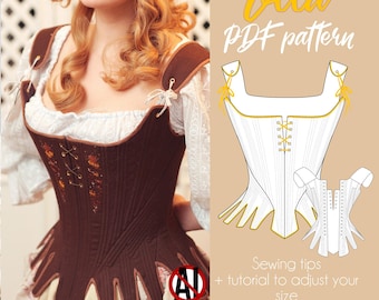 DIGITAL sewing pattern 18th pair of stays - size S/M/L
