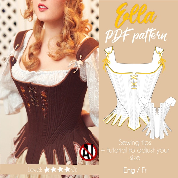 DIGITAL sewing pattern 18th pair of stays - size S/M/L