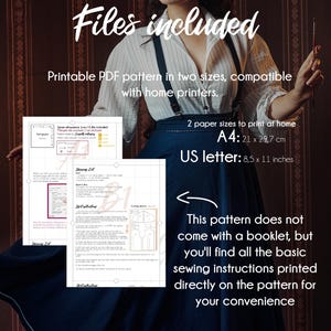 K&ouml;nnte beinhalten: Ein PDF-Schnittmuster mit enthaltenen Dateien, das Anweisungen und Ma&szlig;e in den Formaten A4 (21 x 29,7 cm) und US Letter (8,5 x 11 Zoll) enth&auml;lt. Das Muster ist f&uuml;r den Heimdruck konzipiert und enth&auml;lt grundlegende N&auml;hanweisungen.