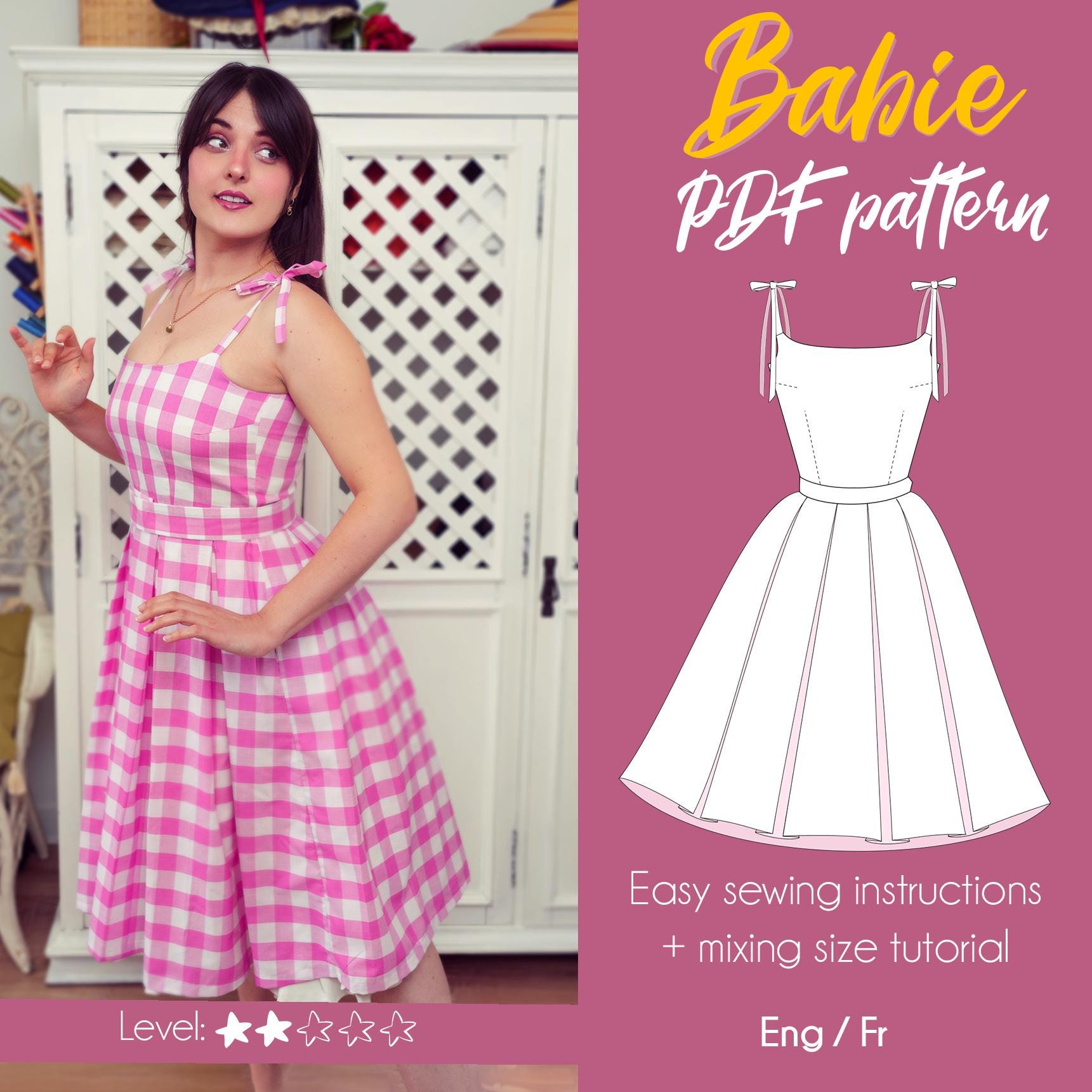 barbie gingham beach dress Women's Barbie Movie Perfect Day Pink Gingham Dress - Barbie Costumes
