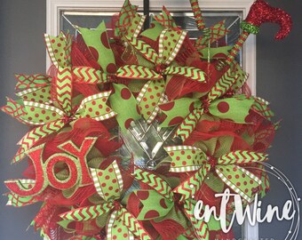 Christmas "Joy" Deco Mesh Wreath
