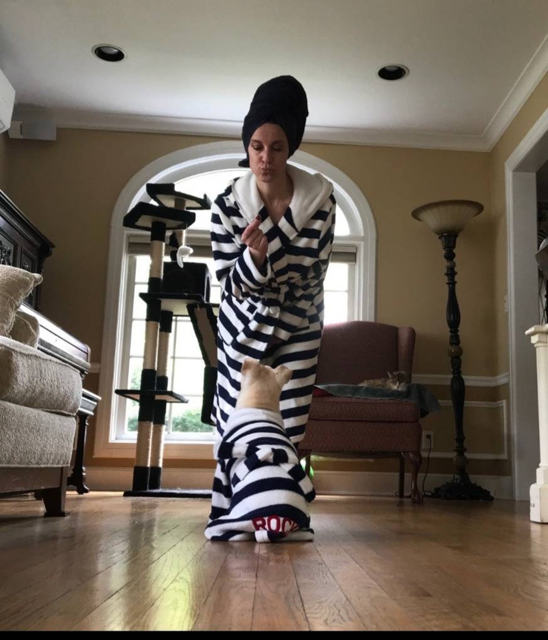 Matching Owner and Dog Dressing Gown Set. Navy and White Etsy