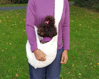 Dog Teddy Bear Fleece Sling, Carrier, Papoose.  Dog single shoulder wear. (Customised)