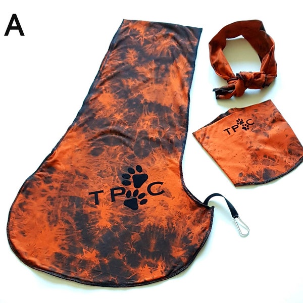 Dogs Jersey tie-dye sling, carrier, papoose, dog neckbands & owner neck scarf set. Dog single shoulder carrier. Customised Dog Sling set.