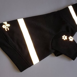 Dog high visibility black outdoor safety sweatshirt.