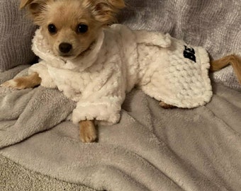 Plain thick luxury waffle texture dog dressing gown/bathrobe.