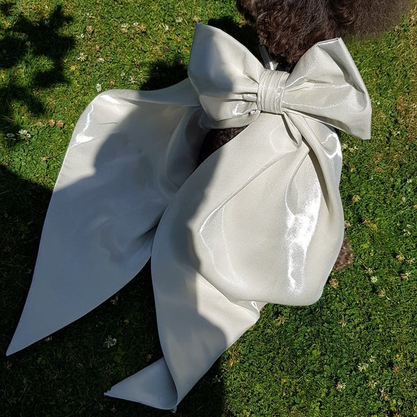 Dog Bridal Bow & tails, with loop for collar feed. For weddings and special occasions. Dog ring bearers outfit.